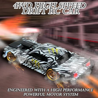1/43 Mini RC Drift Car with Gyroscope, 2.4GHz 4WD Full Proportional High Speed Micro Hobby RC Cars with Lights Racing Tires, Fast Small Remote Control Car, Toy Model Gift for Adults Kids Boys Girls - color: Black-g