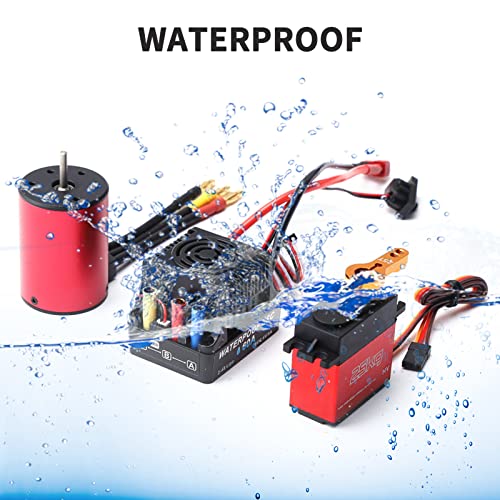 GoolRC 3650 2300KV Brushless Motor with 60A Brushless ESC Electric Speed Controller, 25KG Digital Servo and Programming Card, Waterproof Motor ESC Combo Set for 1/8 1/10 RC Car