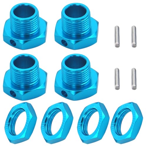 4PCS Vgoohobby M17 17mm Aluminum Wheel Hex Hubs Tires Adapter Nut Compatible with HPI HSP Traxxas Losi Axial Kyosho Tamiya Redcat Himoto 1/8 RC Car Truck Buggy,Blue