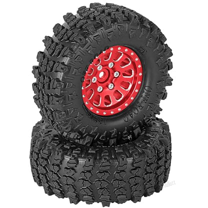 Rc 1.3 Beadlock Wheel Tires/Wheel Rims for 1/24 1/18 SCX24 TRX4M RC Crawler Car,Aluminum 1.3 Beadlock Wheels and Tires,Rc Tires with Foam Inserts,Red(4PCS) - color: Red - (Rc Wheels Tires)