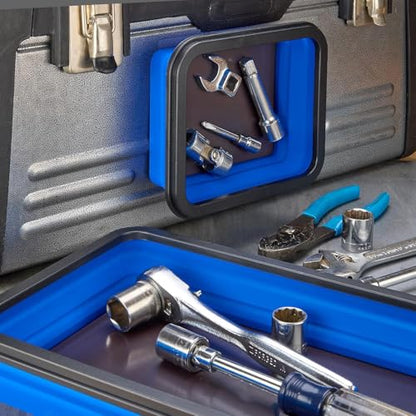 Collapsible Magnetic Parts Tray Set & Flexible Magnetic Bolt Tray, 3 Different Size Magnetic Screw Holder & Pick-Up Sweeper for Screw, Bolts, Nuts, and Other Metal Parts