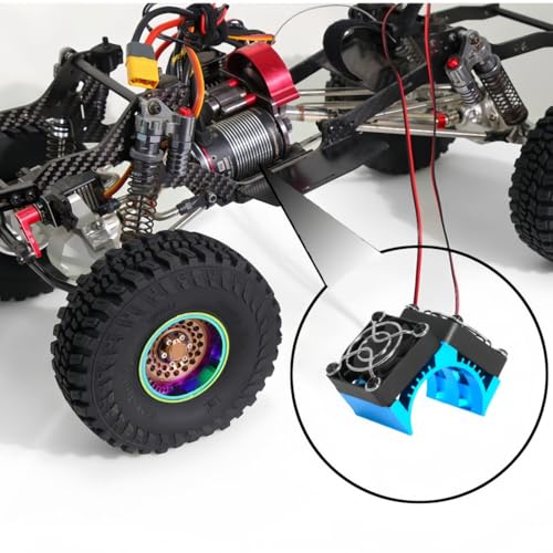 Dual 40mm RC Motor Cooling Fan 40-42mm Compatible with 1/7 1/8 Arrma Traxxas RC Car Fit 4068 4074 4082 4268 4274 Motors (Blue) - color: Blue