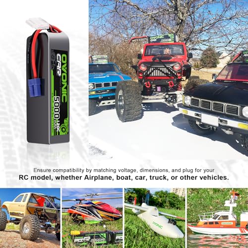 OVONIC 6S LiPo Battery 22.2V 5000mAh 120C with EC5 Plug for RC Car RC Truck Airplane Helicopter Boat Car Racing RC Hobby (2 Packs)