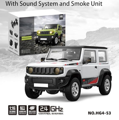 HG 1/16 RC Off-Road Vehicles Climbing Truck Model 4X3 Electric Crawler Car Motor ESC Servo Sound Light Smoke 2.4G Remote Controller Hobby Model White