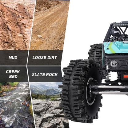 HobbyPark Negative Offset -10mm Deep Dish Aluminum Chrome 1.9 Beadlock Wheels and 1.9 Mud Slingers Tires for 1/10 RC Crawler Axial SCX10 TRX4 VS4-10 Gen8 RC4WD, Set of 4 - style: 1.9 Beadlock Wheels and 1.9 Mud Slingers Tires