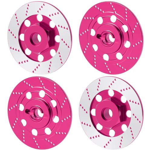 4PCS MORFUM RC Aluminum Alloy Hex Drift Wheels Rim Tires Hub Brake Disc Compatible with Sakura D4 AWD RWD 1/10 RC Drift Crawler Car Upgrade Parts (Pink) - color: Pink