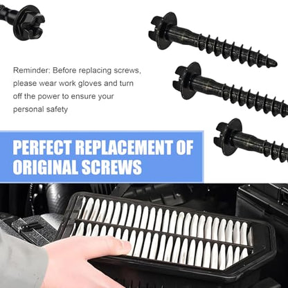 MLY 5 PCS Air Box Screw, BAS01003 Air Filter Housing Retaining Bolts, Steel Air Box Bolt Screws Replacement OEM#11549031 6509605AA, Compatible with Chrysler Chevrolet Dodge Jeep Pontiac (Black)