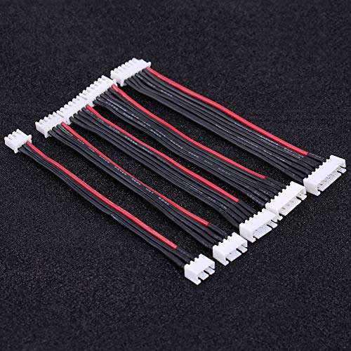 Lipo Battery Balance Extension Cable, 5 Piece Set Silicone Wire Lead, for 2S 3S 4S 5S 6S RC, Aircraft, Car Charging Accessory