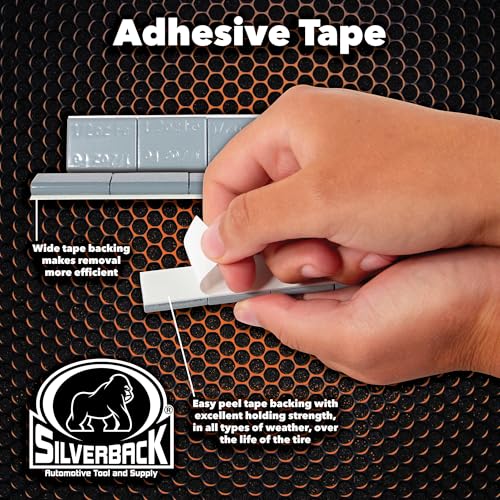 Silverback 1/2 oz Grey Steel Adhesive Tape Wheel Weights with EZ Peel Tape. Designed for the Professional Tire Dealer. Cars, Trucks, SUV's & Motorcycles. 10lb Roll .50 oz Grey Tape Weight - color: 1 Roll 1/2 oz Grey