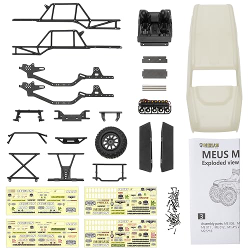 MEUS RACING MB24 SCX24 Body 5.2in 132MM Body Shell ABS+Nylon Carbon Fiber Chassis for 1/24 Axial SCX24 Bronco JLU B-17 C10-(Primary Color) - color: White