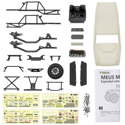 MEUS RACING MB24 SCX24 Body 5.2in 132MM Body Shell ABS+Nylon Carbon Fiber Chassis for 1/24 Axial SCX24 Bronco JLU B-17 C10-(Primary Color) - color: White
