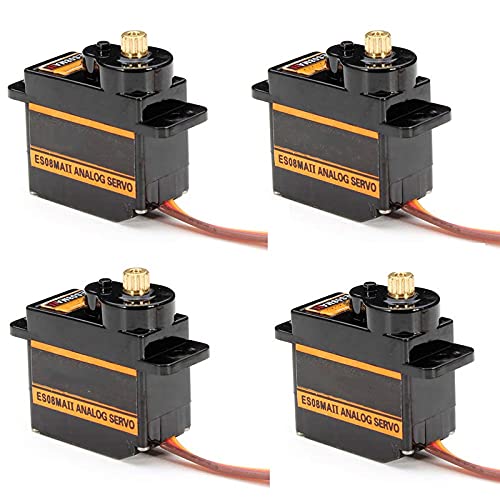 RGBZONE 4Pcs ES08MA II 12g Mini Metal Gear Analog Servo Shockproof Stable Machine Compatible for RC Model - size: ES08MA II