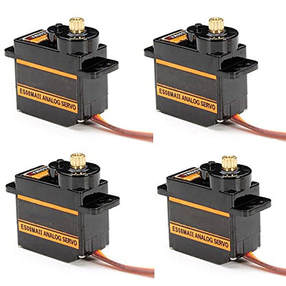 RGBZONE 4Pcs ES08MA II 12g Mini Metal Gear Analog Servo Shockproof Stable Machine Compatible for RC Model - size: ES08MA II