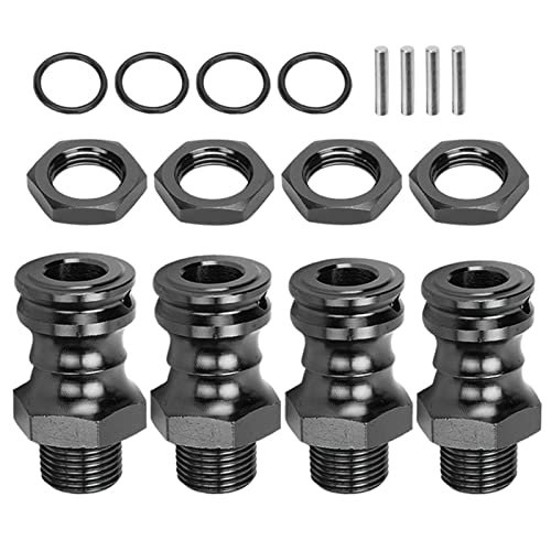 4pcs Aluminum Alloy 17mm Hex to 23mm Wheel Extension Adapter, RC Car Wheel Spacer for 1/8 Scale, Durable Lightweight Hub Extender with Precise Fit for Off - Road Racing (Black) - color: Black