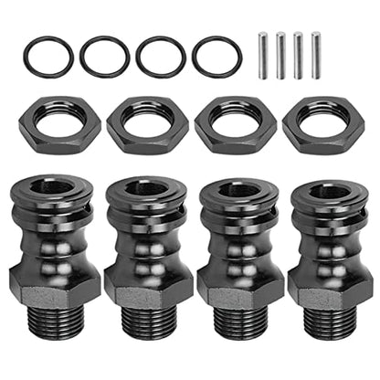 4pcs Aluminum Alloy 17mm Hex to 23mm Wheel Extension Adapter, RC Car Wheel Spacer for 1/8 Scale, Durable Lightweight Hub Extender with Precise Fit for Off - Road Racing (Black) - color: Black