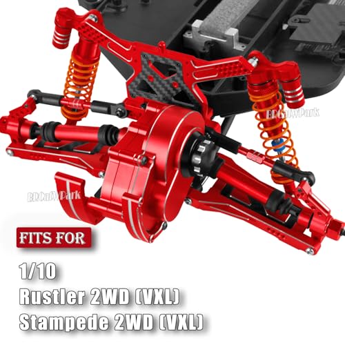 RC Upgrades Part for 1/10 Rustler Stampede (VXL) 2WD,A-Arm,Shock,Drive Shaft,Caster Block,Steering Blocks,Stub Axle Carriers,Steering Bellcranks,Links,Shock Tower,Front Bulkhead,Red - color: Red - (Rc Upgrades)
