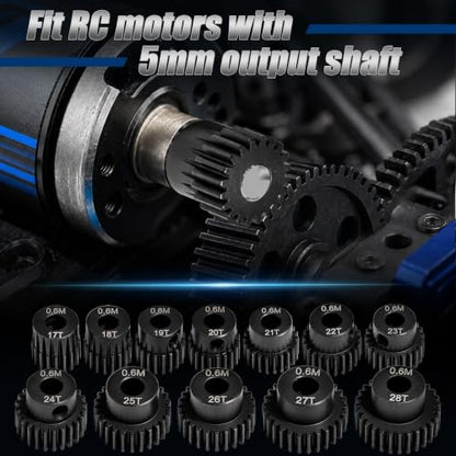 0.6M Hardened Steel Pinion Gear Set 23T-27T, 5mm Bore, 5PCS | 0.6M Metric Pitch Gear, 23T 24T 25T 26T 27T Gear Set, 5mm Motor Shaft Bore, Hardened Steel Material - color: 0.6M-5mmGC-23-27T