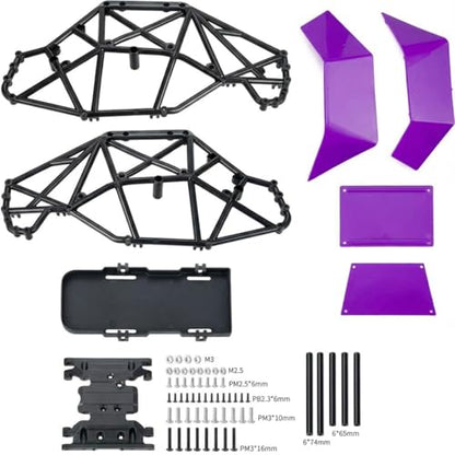 AMK RC Crawler Roll Cage, 1/10 Scale Nylon Rock Buggy Body Cage for Axial SCX10 SCX10 II, Durable RC Rock Crawler Upgrade Part (Purple) - color: Purple