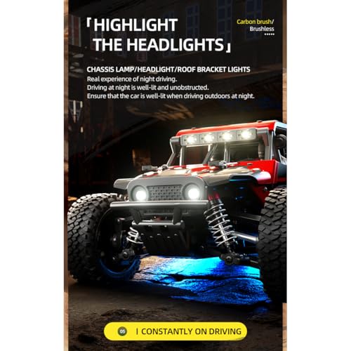 1/20 Brushless 4X4 RC Rock Crawlers for Adults, SG202-MAX Off-Road Remote Control Monster Truck with LED Lights & Metal Chassis, All Terrain High Speed RC Car Gift - color: Red, size: Brushless Version