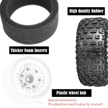 RC Wheels Tires Truck Tires 12mm/14mm/17mm Hex for 1/10 Slash 4×4 4WD 2WD/Axia1/Arrm a Senton/Redca t/Rc4w d,w/RC Wheels Hex Detachable Replace Running on Off-Road Tires,White - color: White- (Wheel Tires)