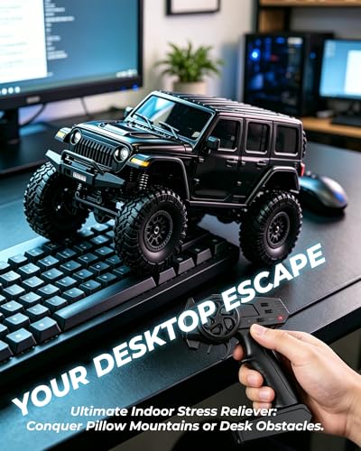 ARRIS RCX24 1/24 RC Rock Crawler 4WD Jeep Truck RTR | Two Batteries, LED Lights, Full Proportional Control, Mini Trail Adventure - color: Black