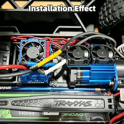 VXL-3s ESC Cooling Fan and Motor Cooling Fan Dual Fan Set Compatible with 1/10 Traxxas Slash 4×4 VXL Stampede 4×4 Rustler 4×4 Hoss 4×4 Velineon VXL-3s Heat Sink, Blue - color: Blue