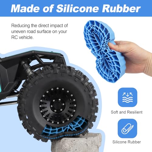 2.2" Crawler Tire Inserts, 4-Pack — Soft Silicone Rubber, Fits 132–134 mm (5.25" OD), 125×45 mm — Waterproof, Firm Sidewall Control, Rock/Trail Traction Boost (Blue) - color: Blue
