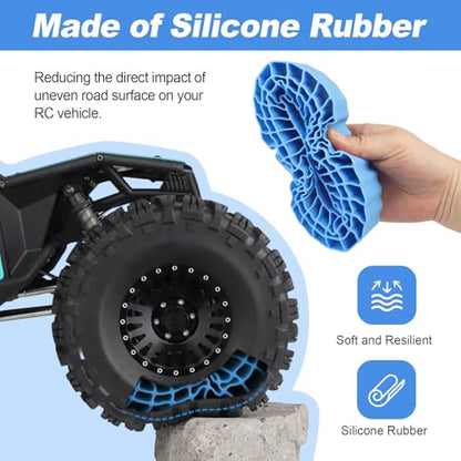 2.2" Crawler Tire Inserts, 4-Pack — Soft Silicone Rubber, Fits 132–134 mm (5.25" OD), 125×45 mm — Waterproof, Firm Sidewall Control, Rock/Trail Traction Boost (Blue) - color: Blue