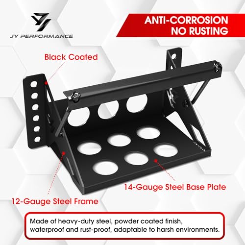 Battery Mounting Box Tray, Fits up to 10.63"×7.06"×7.5" Batteries, Black | Bolt-In Steel Battery Hold Down Bracket, Zinc-Plated Finish, Rust-Resistant, 12-Gauge Steel, 14.375" Overall Length - color: Black
