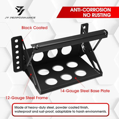 Battery Mounting Box Tray, Fits up to 10.63"×7.06"×7.5" Batteries, Black | Bolt-In Steel Battery Hold Down Bracket, Zinc-Plated Finish, Rust-Resistant, 12-Gauge Steel, 14.375" Overall Length - color: Black