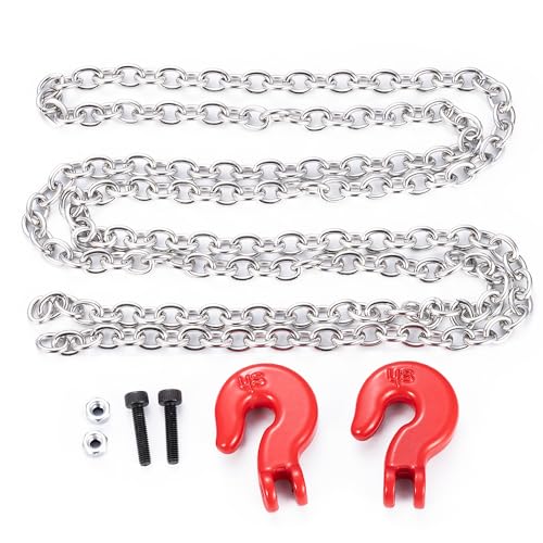 MORLORDY 2Pcs 1/6 Tow Hook Winch Shackles and Trailer Chain kit for 1/6 Axial SCX6 AXI05000 RC Truck Upgrade Part