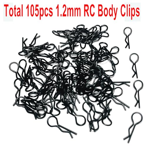 105pcs ZQToday Universal RC Body Clips for All 1/8 1/10 1/12 Scale Traxxas Redcat Axial Arrma HSP HPI Himoto Tamiya RC Car Body Clips(Black)