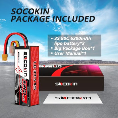 3S 6200mAh Lipo Battery 11.1V 80C Lipo Battery with XT60 Connector for RC Car Truck Boat Heli Airplane