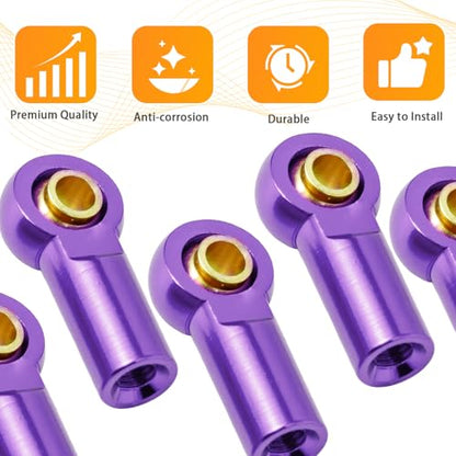 10PCS Aluminum M3 Tie Rod End Ball Joint Link Ball Head Holder 3mm RC Car Upgrade Parts, Compatible with Tamiya HSP Traxxas TRX4 Axial SCX10 D90 1/10 RC Car Truck Buggy Crawler, Purple - color: Purple
