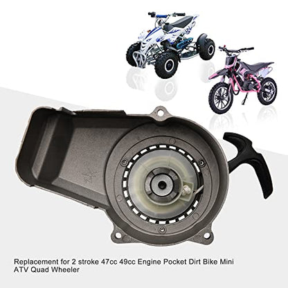 GOOFIT Alloy Pull Recoil Starter with Flywheel for 2 stroke 47cc 49cc Engine Pocket Dirt Bike Mini ATV Quad Wheeler Gray - color: Gray