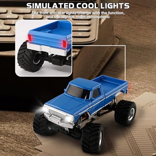 1:36 Mini RC Crawler, JABAILE 3602 4WD Off-Road RC Truck RTR for Adults Hobby Gifts Toys (Blue) - color: Blue