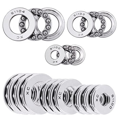 9 Pcs 3 Type Thrust Ball Bearings Set, Chrome Steel Single Row Roller for Automobiles, Pump, Machine Tools(51103,51104, 51100)