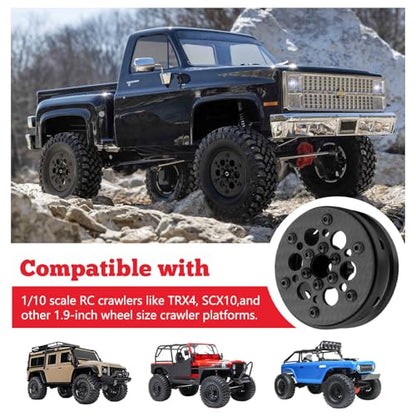 HobbyPark Carbon Fiber 1.9 Beadlock Wheels Rims for TRX4 SCX10 1/10 Crawler Car 1.9 inch Beadlocks Upgrades (Style A) - style: Style A
