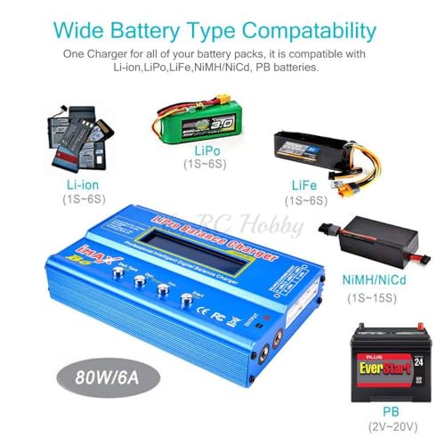 IMAX B6 Battery Charger 80W Lipro Balance Charger Discharger Nimh Li-Ion Ni-Cd Battery Digital LCD Screen for RC Helicopter