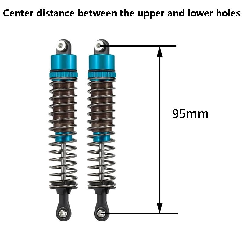 1/10 RC Oil Leakproof Shocks,2Pcs Adjustable Oil Filled Shocks 52mm-120mm for 1/10 RC Buggy Truggy On Road Touring Drift Cars Monster Trucks Upgrade Parts (2pcs 95mm blue) - color: 2pcs 95mm blue