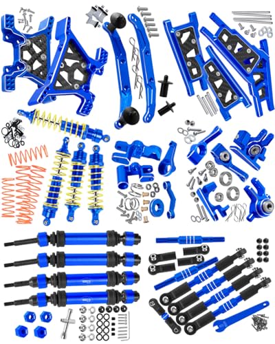 Upgrades Part for 1/10 Slash 4x4 VXL,Alloy Suspension Arm,Shock Absorber,Caster Block,Steering Blocks,Stub Axle Carriers,Steering Bellcranks,Shock Tower,Body Mounts,Drive Shaft,Links,Navy Blue - color: Navy Blue - (1 Set)