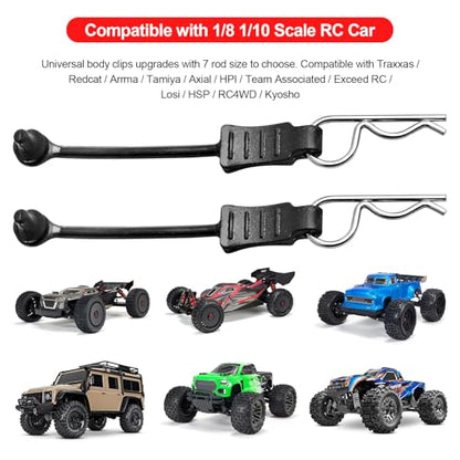 10PCS AllinRC 1/8 1/10 RC Body Clips w/Pull Tabs & 4mm Body Reamer for Traxxas Slash Arrma Kraton Notorious Redcat Losi HSP HPI Kyosho RC Car Truck Buggy RC Clips Upgrades (1.4mm Rod Silver) - size: 1.4mm Rod Silver
