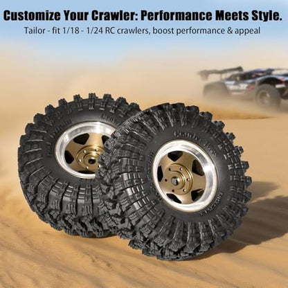 1.3” Beadlock Wheel Tires Set 70 * 26mm Aluminum Wheel Rims Super Large Soft Mud Terrain Off-Road Tires for 1/18 1/24 RC Crawler Car SCX24 Axial AX24 FMS FCX24 TRX4M Upgrade RC Car（4 Pcs） Blonze - color: Bronze