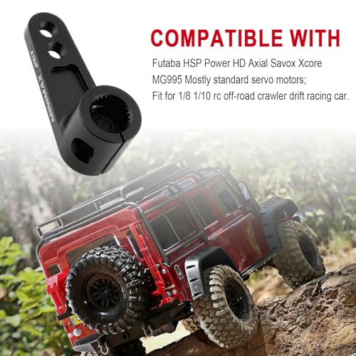 HobbyPark 2-Pack Aluminum Servo Horn Metal Servo Arms Compatible with Futaba Savox Power HD Servos Motors for 1/6 1/7 1/8 1/10 RC Crawler Truck On Road RC Touring Car RC Drift Car