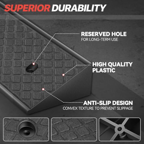 Rubber Curb Ramp, 3" Rise Height, Driveway & Threshold Bridge Ramp for Forklift, Car, SUV, Wheelchair, Bike - size: 3" Rise
