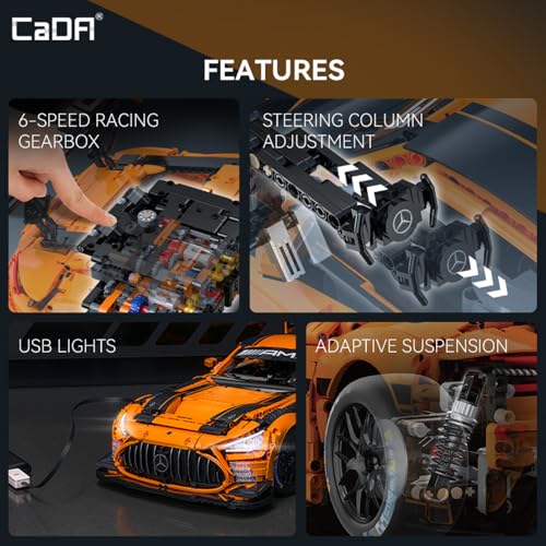 CaDA Master C64008W Mercedes-AMG GT3 Building Set,1:8 Scale – 5466 PCS Officially Licensed Supercar Model, Large Race Car Building Blocks Kit for Adults & Teens