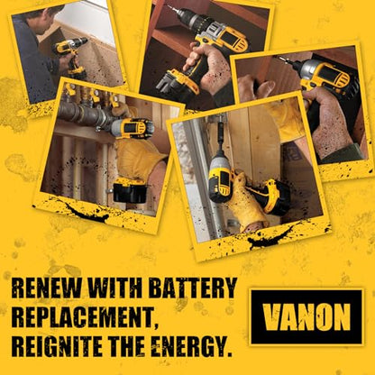 VANON [Upgrade to 4800Ah 9.6V DW9062 Ni-MH Replacement for Dewalt 9.6Volt Battery DW9061 DW926 DC750KA DW955K DW955 DW926K-2 DW926K DW902 DW050 DE9062 DE9061 DE9036 DW955K-2 DW050K(2Pack,Yellow) | Compatible with DW9061 DE9036 DE9061 DE9062 DW926 DW955K D