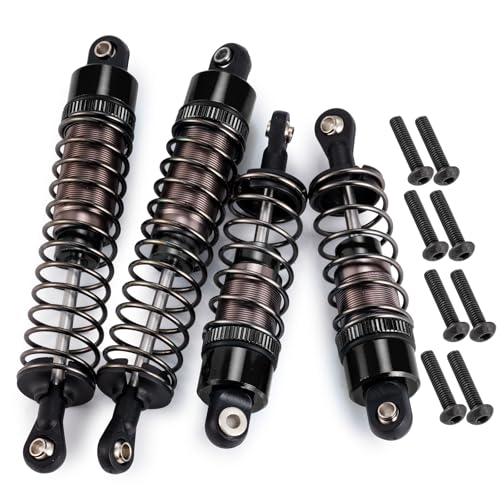 4PCS 1/10 70MM 95MM RC Oil filled Shock Absorbers Kit Front & Rear Shock Absorber Damper Assembled Set Compatible with Tamiya TT-02B DT-02 DT-03 DF-02 1/10 Buggy Car Upgrades Parts (Black) - color: Black