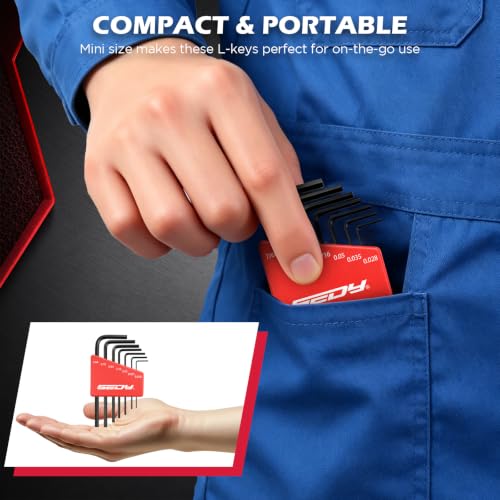SEDY 7-Piece Mini Hex Key SAE Set, Imperial L Shape Allen Wrench, 0.028, 0.035, 0.05, 1/16", 5/64", 3/32", 7/64", Cr-V - style: 7-Piece Mini SAE Hex Key Set