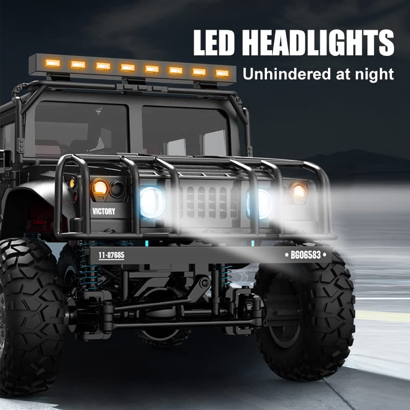 Remote Control Car 1/12 Scale, 4WD High Speed RC Car, Remote Control Truck Off Road, RC Rock Crawler, Hobby Grade All Terrain Vehicle with Metal Chassis Drive Shaft 2.4GHz RTR for Adults